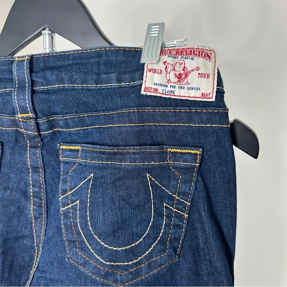 True Religion Claire Flare Boot Cut Blue Denim Low Rise Jeans Women's Size 29 - Picture 4 of 4